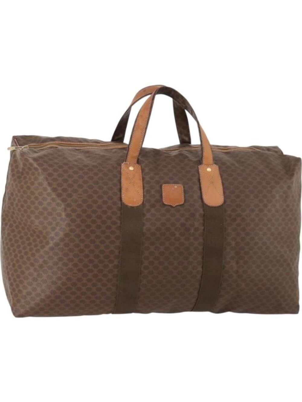 CELINE Macadam Canvas Boston Bag PVC Leather Brown Gold